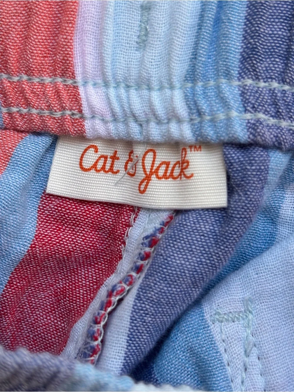 Cat & Jack Boys Striped Drawstring Shorts - Red, Blue & White